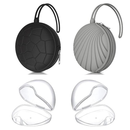 Smlpuame 4 Pack Pacifier Holder Case Set,2 Silicone Portable Pacifier Cover Pouch Bag for Diaper Bags Baby Carriage with 2 Transparent Pacifier Storage Container Box