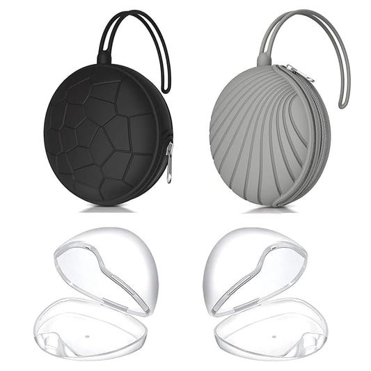 Smlpuame 4 Pack Pacifier Holder Case Set,2 Silicone Portable Pacifier Cover Pouch Bag for Diaper Bags Baby Carriage with 2 Transparent Pacifier Storage Container Box