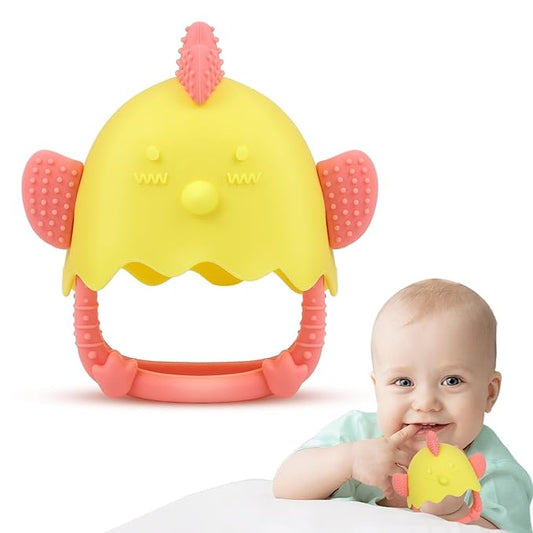 Anboor Baby Teething Toys, Silicone Teethers for Babies 4+Months Anti Dropping Hand Teether