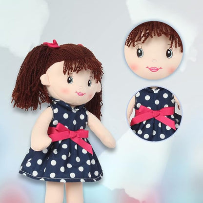 Linzy Toys, 16'' Betty Soft Plush Rag Doll with Polka Dots Dress (92640AZUL)
