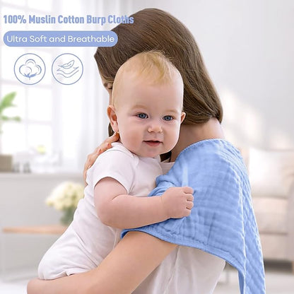 Yoofoss Muslin Burp Cloths for Baby 10 Pack 100% Cotton 20''X10'' Super