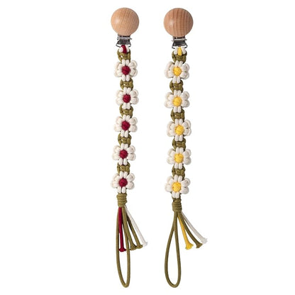 Pacifier Clip for Boys Girls Floral Daisy Macrame Paci Clip