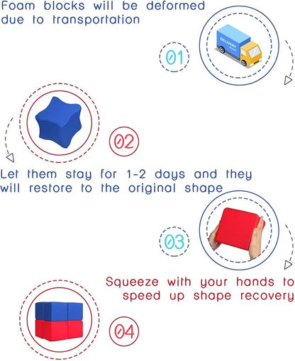 Foam Blocks for Toddlers 1-3, 12 PCS 5.5 inch Foam Soft Cubes for Kids