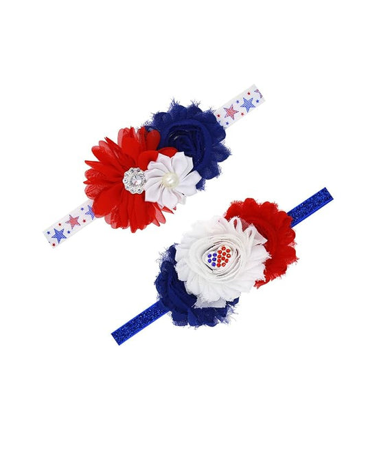 BBTDIN Patriotic Flower Baby Headband 4th of July Flower Hair JHN45 (Set