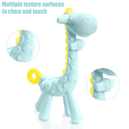 SHARE&CARE BPA Free Silicone Giraffe Baby Teether Toy with Storage Case, for 3 Months Above Infant Sore Gums Pain Relief and Baby Shower