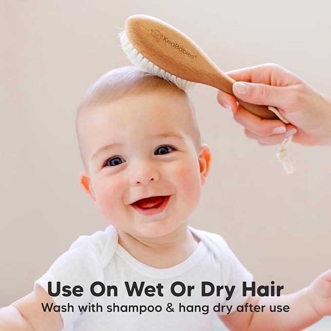 KeaBabies Hair Brush with Soft Goat Bristles, Cradle Cap Brush