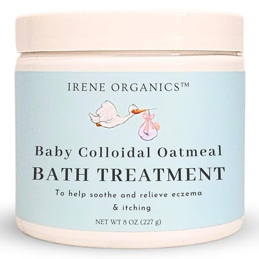 Oatmeal Baby Bath Powder for Eczema by Irene Organics - Colloidal Oatmeal for Soothing Treatment of Eczema, Diaper Rash
