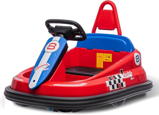 Hetoy Bumper Car for Toddlers, 6V Electric Ride On Toys for Kids 1.9 MPH 360 Degree 2-Speeds, Lights, 2-6 Years,