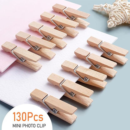 1.4 Inch Mini Clothes Pins for Photo, 130 Pcs Small Clothes Pins