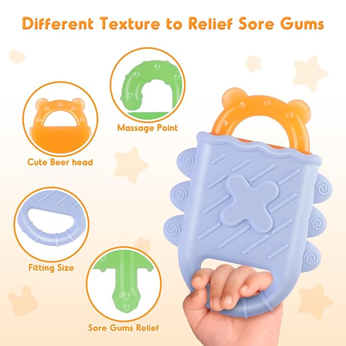 NPET 3-in-ONE Teethers for Babies 3-6 Months, Convertible Teething Relief 6-12 Months
