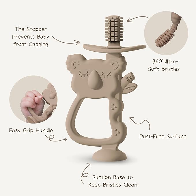 Moonkie Teething Toy, Safe & Easy to Hold BPA Free Silicone Teethers 360Â° Baby 6-12 Months