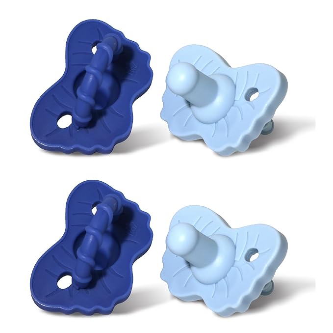 RaZbaby RaZzies Pacifier 4-Pack for Newborns &Infants 0m+ - Natural Nipple Shaped BPA Free Medical Grade Silicone 1 Piece