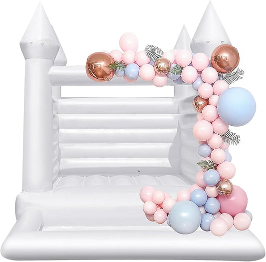 OZIS White Bounce House 12x10x10FT with Ball Pit & Air Blower,All PVC Inflatable Toddler Bounce House