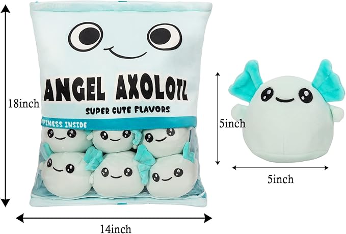 Axolotl Plush Pillow Throw Pillow, Cute Axolotl Plush Toys Doll (6 pcs,