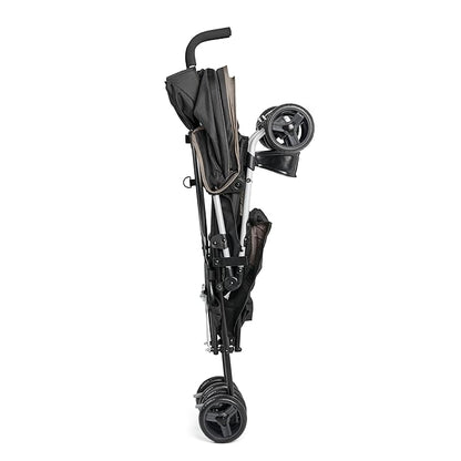Summer by Ingenuity 3D Mini Convenience Stroller – Lightweight Stroller with Compact Fold, Multi-Position Recline, Canopy with Pop Out Sun Visor – Umbrella Stroller for Travel and More, Cashew Tan