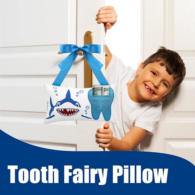 Tooth Fairy Pillow with Pocket for Girls and Boys Kids 8.6 x 4.8 inches