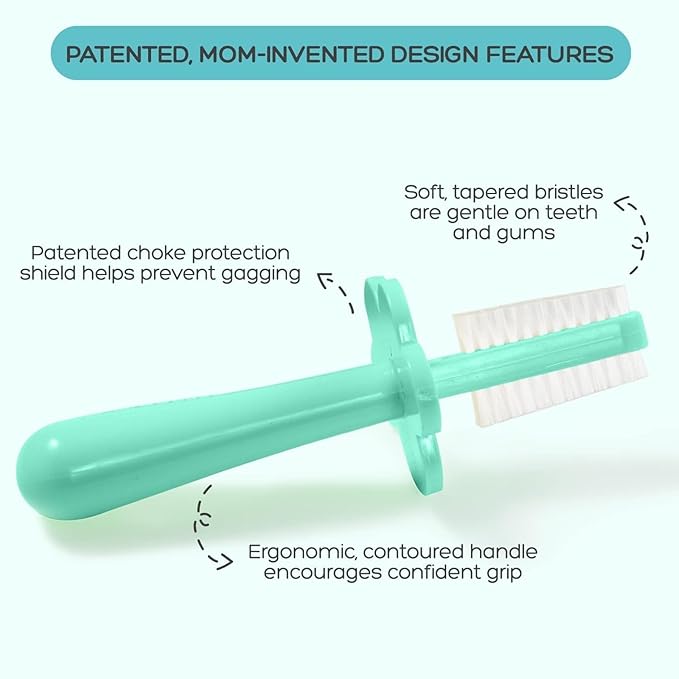 grabease Double-Sided Training Toothbrush - First Infant Toothbrush for Baby & Toddler - BPA & Phthalate-Free - 1 Pack Mint, 12 Months and Up - Baby Tooth Brush