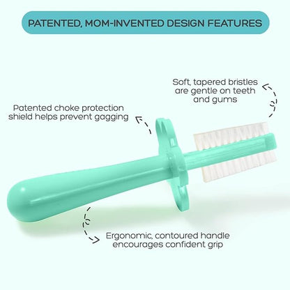 grabease Double-Sided Training Toothbrush - First Infant Toothbrush for Baby & Toddler - BPA & Phthalate-Free - 1 Pack Mint, 12 Months and Up - Baby Tooth Brush
