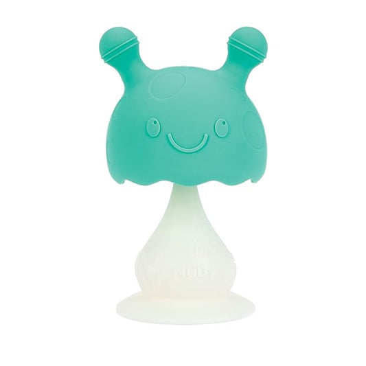 Nuby Super Soft Silicone Teether with Suction Base - Visually Stimulating and Easy to Grasp Toy for Baby Teething Relief 3+ Months
