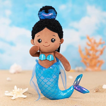 OUOZZZ 15" Soft Black Mermaid Doll for Girls - First 3 year