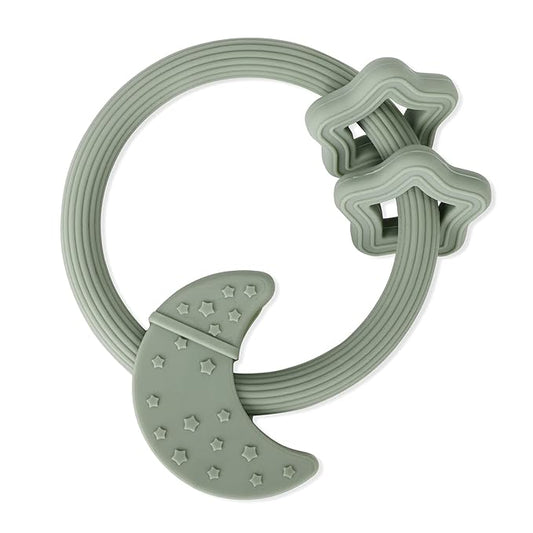 Silicone Baby Teething Toy, Silicone Baby Ring Teether for Babies 3 Months+