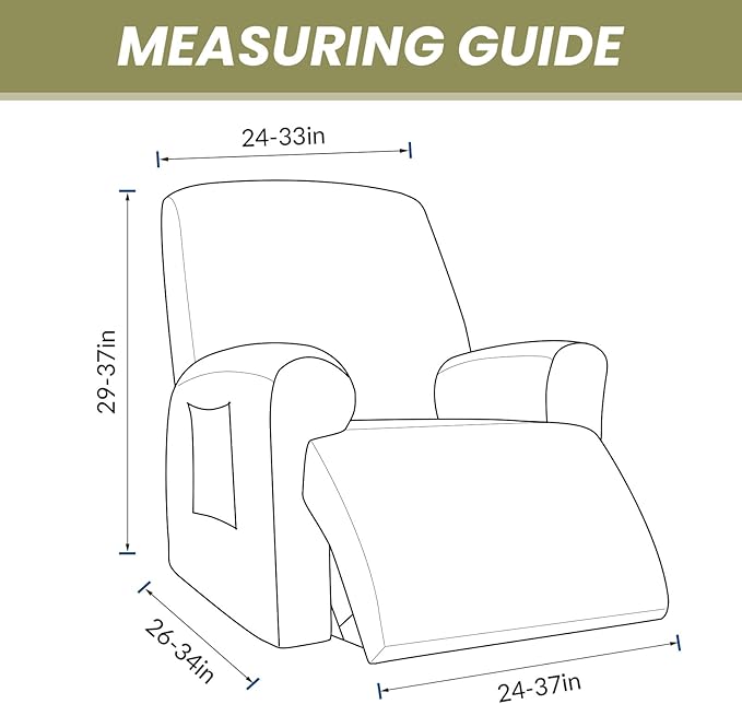 AZON Velvet Stretch Recliner Chair Cover,1-Piece Washable Recliner Couch Cover with Elastic Furniture Protector for Pets, Kids(Recliner, Black)