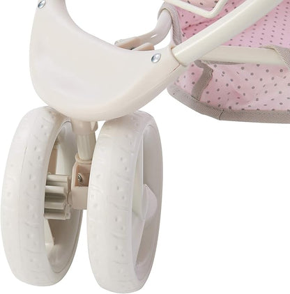 Olivia's Little World 2-in-1 Convertible Baby Doll Stroller with Retractable Canopy, All-Terrain Wheels