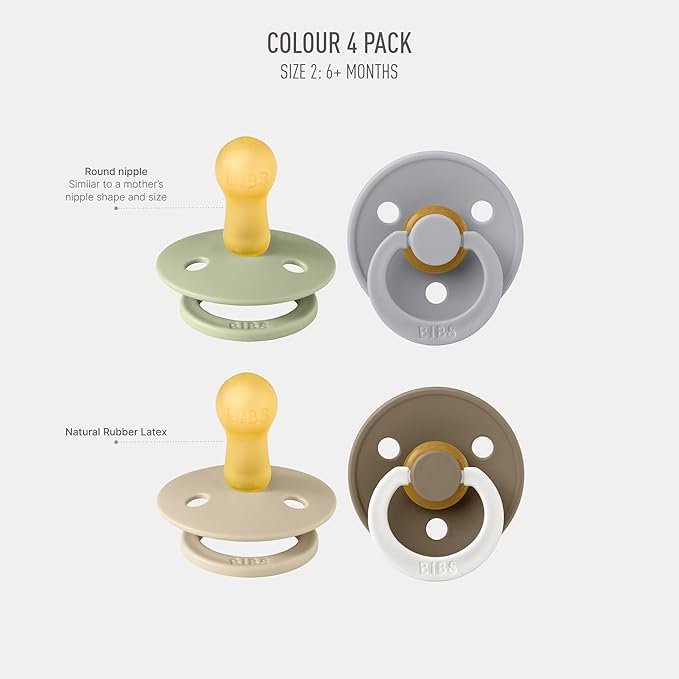 BIBS Colour Soother 4-Pack | BPA Free Dummy Pacifier 6-18 Months