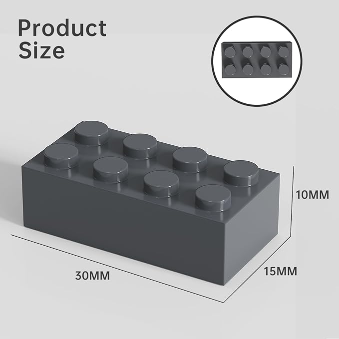 Classic Bulk Brick Block 2x4, 300 Piece Building Brick Dark Grey 3001, Creative