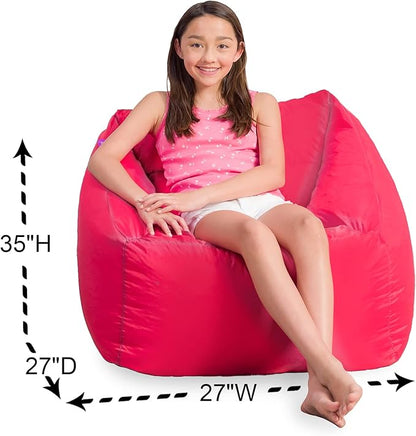 Posh Creations Coronado Bean Bag Boys and Girls Large Chair for Kids, for Gaming and Playrooms, Soft Nylon-Red