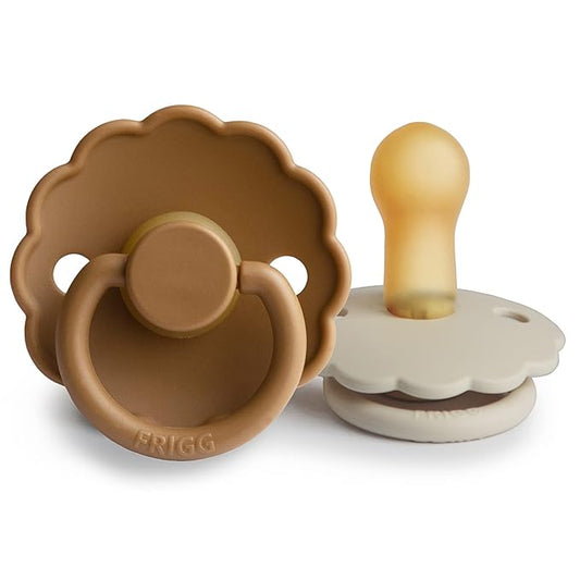 FRIGG Daisy Natural Rubber Baby Pacifier | Made in Denmark 6-18 Months) 2-Pack
