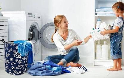 Round Spacecraft Pattern Laundry Hamper Storage Basket Organizer Hamper Storage