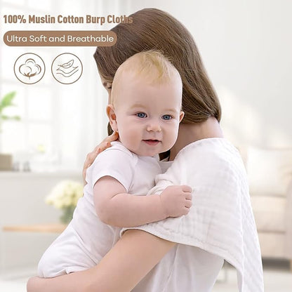 Yoofoss Muslin Burp Cloths for Baby 10 Pack 100% Cotton 20''X10'' Super
