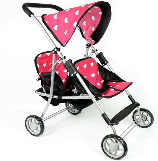 My First Doll Twin Stroller - Cutest Heart Design Doll Twins Stroller