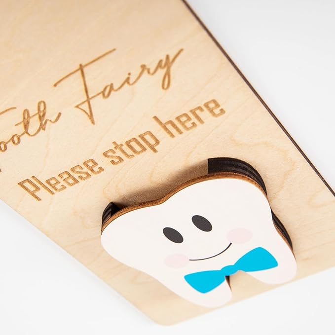 Wooden Tooth Fairy Door Hanger with Cute Money Holder Gift