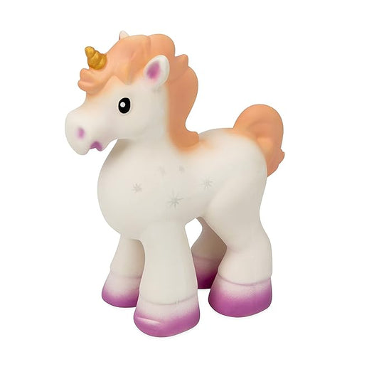 Nuby Penny The Unicorn Super Soft Teether Toy with Squeaker, 100% Natural