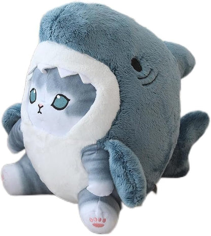 Shark Cat Plush Toy, Cute Fried Shrimp Shark Stuffed Animals Doll (21inch, Blue
