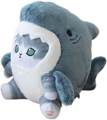 Shark Cat Plush Toy, Cute Fried Shrimp Shark Stuffed Animals Doll (12inch, Blue