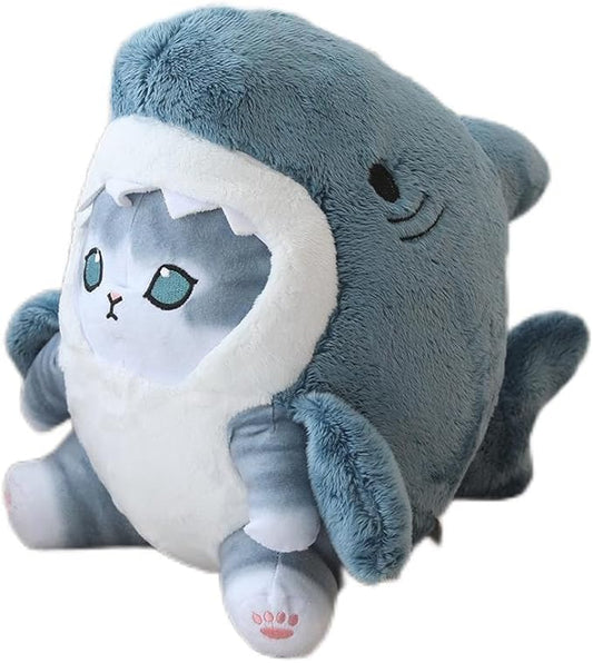 Shark Cat Plush Toy, Cute Fried Shrimp Shark Stuffed Animals Doll (12inch, Blue