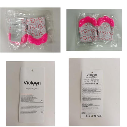 2Pack Silicone Teething Mitt, Soothing Infant Teething Mitten Pain Relief 0-12 Months