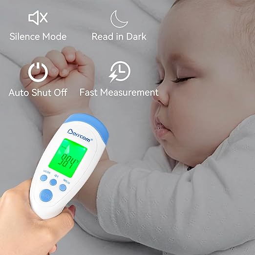Berrcom Non Contact Infrared Thermometer Digital Forehead Thermometer with Fever 3 in 1 Contactless