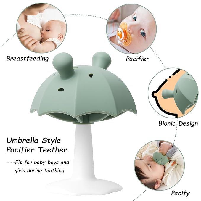 Umbrella Baby Teether with Suction Base, Seposeve Teething Toys for Babies 0-6 Months 6-12 Months 12-24 Months,