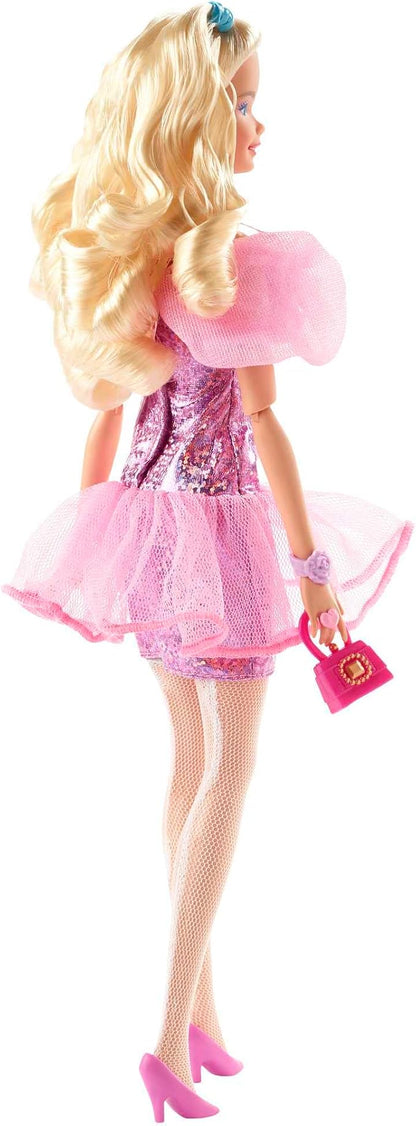 Barbie Rewind Doll & Accessories with Curly Blonde Hair & 1980s-inspired Prom Queen Outfit, Collectible & Displayable