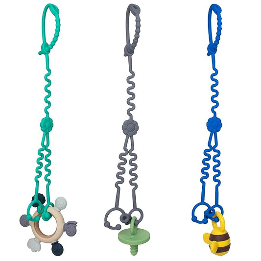 Baby Toy Straps - 1 Drag 2 Design for Toy Safety 3 Pack