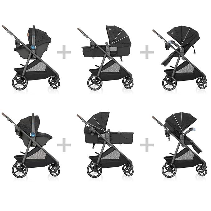 Evenflo Shyft Intuiti+ Travel System Featuring Revolve180 LiteMax NXT with SensorySoothe (Dubhan Black)