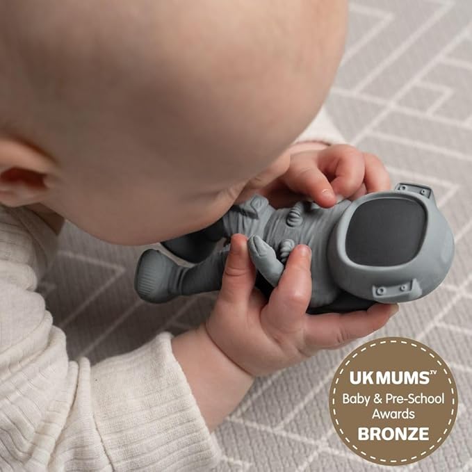 AstroGNAW (Grey) Natural Rubber Baby Toy for Teething, Bath time