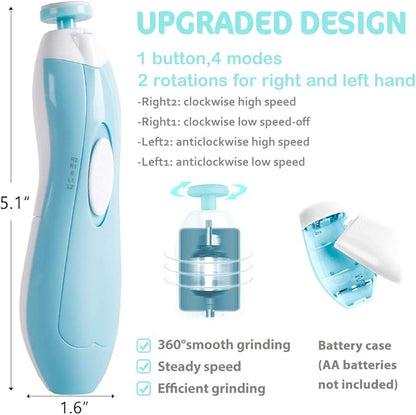Baby Nail Trimmer Electric Nail File Baby Nail Clippers, 20 in 1 Safe Nail Filer Grinder Kit for Newborn Infant Toddler Kids or Adults Toes Fingernails Care Trim Polish, Led Light and Grinding Heads