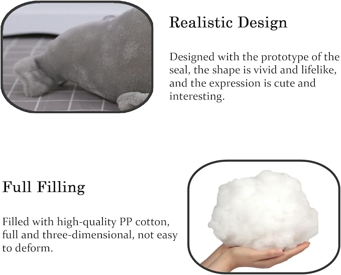 Seal Plush Stuffed Animal Grey Cute Toy Pillow Kawaii Doll 9 inch