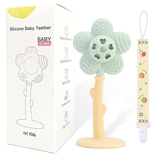 Baby Teething Toys for Babies 0-6 Months, 2-in-1 Rattle and Teether Toy