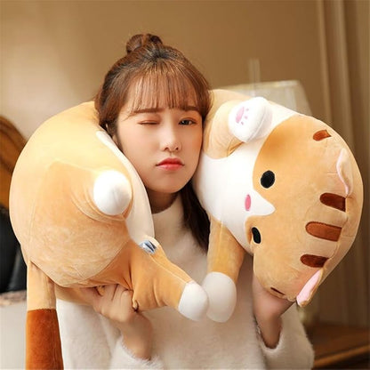 shangman Lovely Plush Cat Doll Cute Cartoon Soft Stuffed Kitten (Brown,150cm/59in)